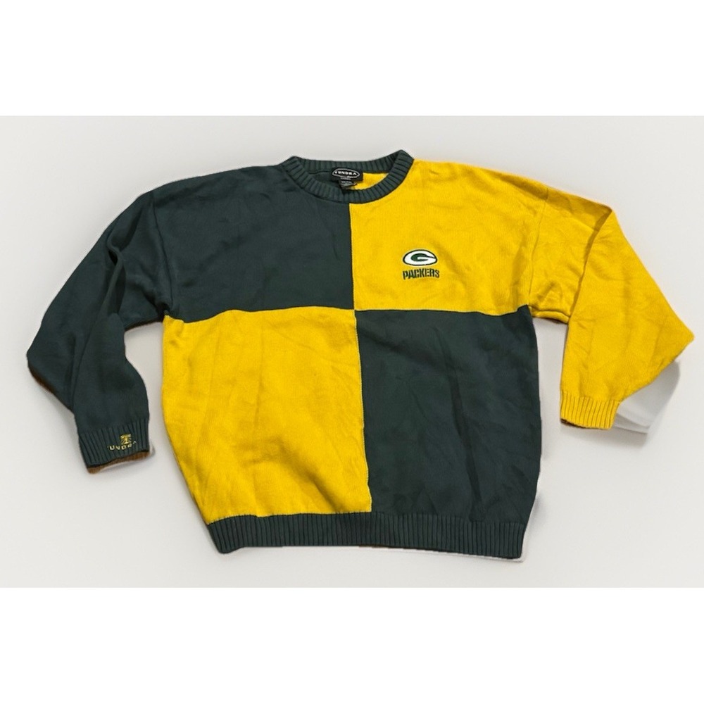 Vintage Tundra Green Bay Packers Color Blocked Knit Sweater 2XL Coogi 90s Rare